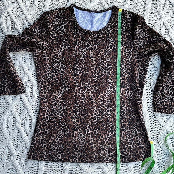 J McLaughlin Animal Print 3/4 Sleeve Catalina Cloth Blouse Brown/Black Small - Picture 7 of 10